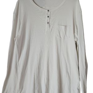 SOL ANGELES Men's Round Neck Long‎ Sleeve Casual Ribbed Henley Size L White